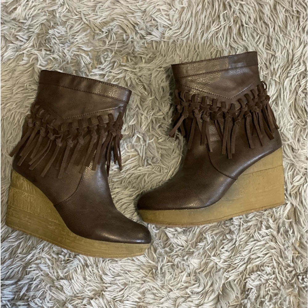 Wedge Boots w/ Fringe